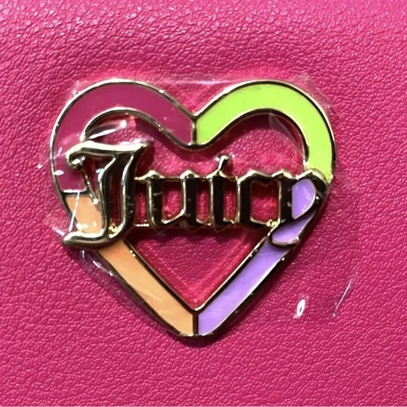 Juicy Couture HOT PINK Flash Love Mode Faux Leather Small Zip Around Wallet NWT - Picture 2 of 6